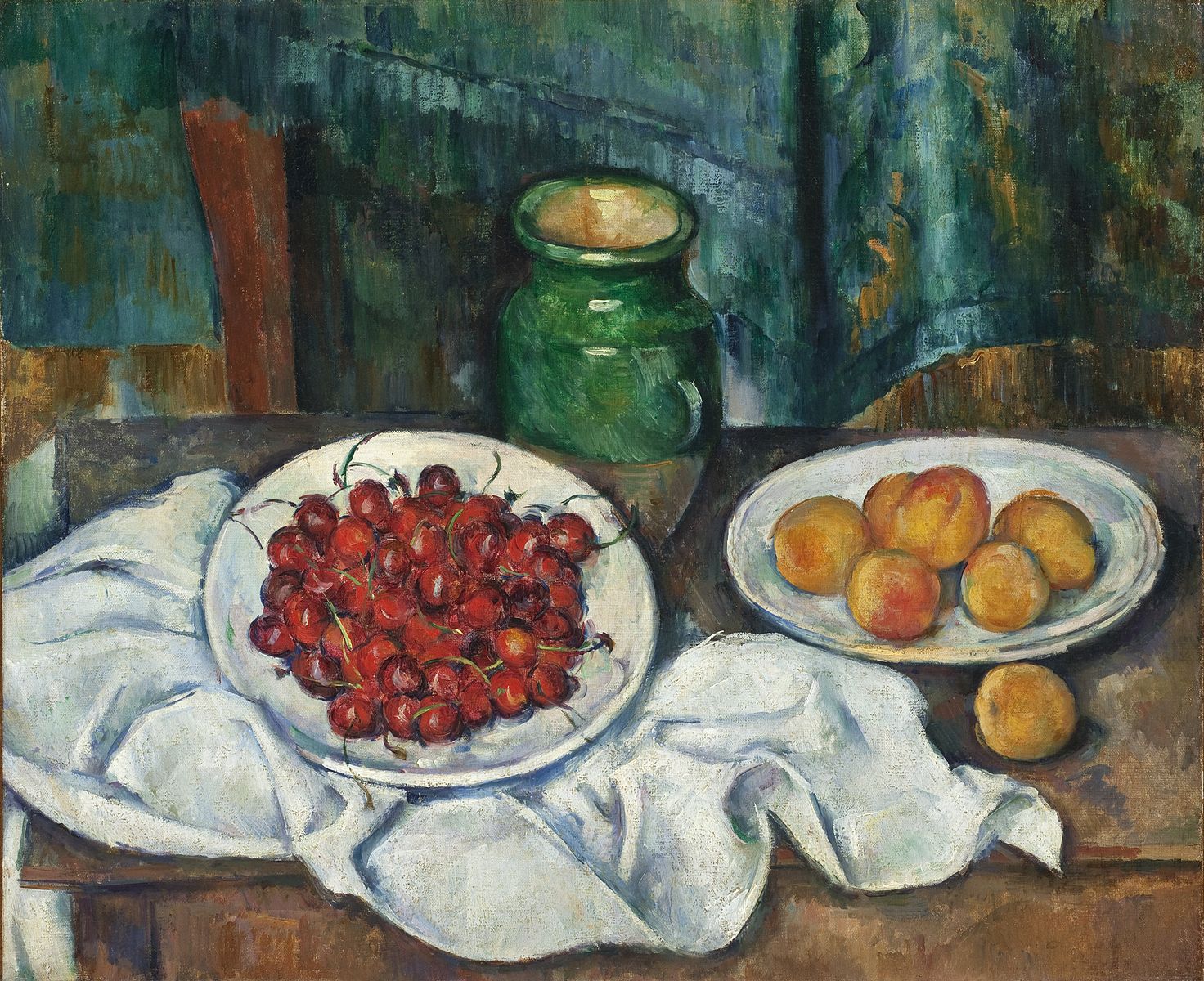 Поль Сезанн. Натюрморт з вишнями і персиками, 1885-1887