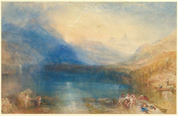 Joseph Mallord William Turner (British, London 1775–1851 London)The Lake of Zug, 1843British, Watercolor over graphite; 11 3/4 x 18 3/8 in.  (29.8 x 46.6 cm)The Metropolitan Museum of Art, New York, Marquand Fund, 1959 (59.120)